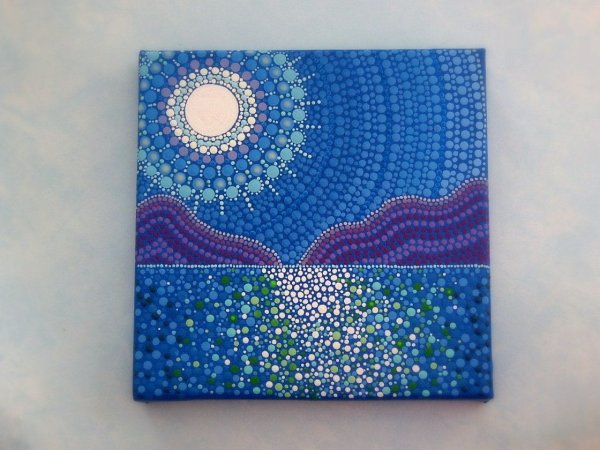 Мандала на холсте акриловыми красками