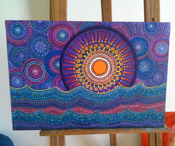 Точечная роспись на холсте