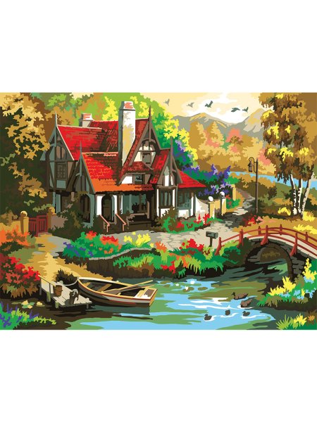 Дом с причалом холст для рисования по номерам
