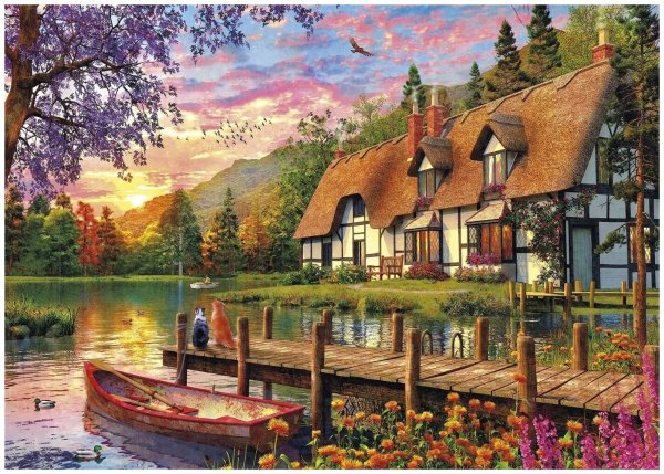 Холст для рисования дом с причалом номера