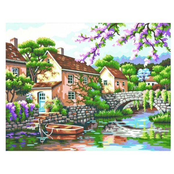 Дом с причалом холст для рисования