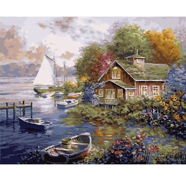 Картина деревенька у канала сен Кима