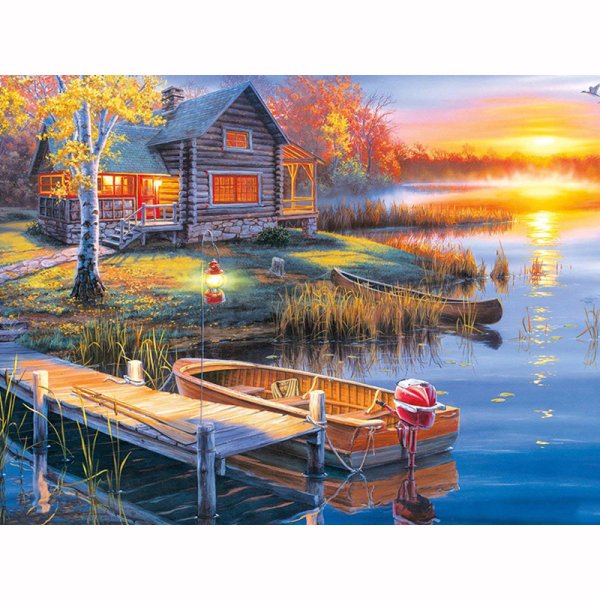 Вышивка домик у моря