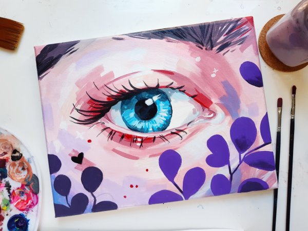 Лиса красками