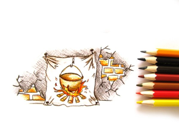 Очаг Буратино декорация