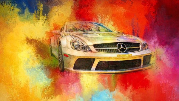 Нарисованный автомобиль краской