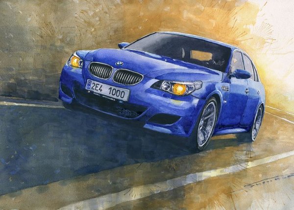 Эскиз на холсте автомобиль