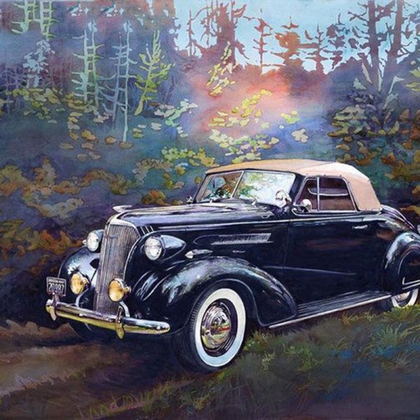 Ретро автомобиль акварель