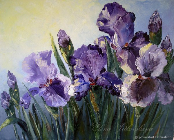 Ирисы живопись мастихином