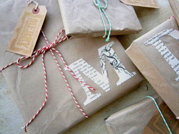 Упаковка подарка в бумагу свитер