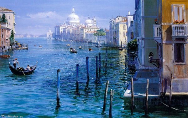 Венеция мост Риальто живопись маслом
