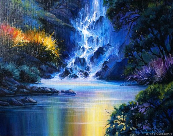 Водопад маслом на холсте