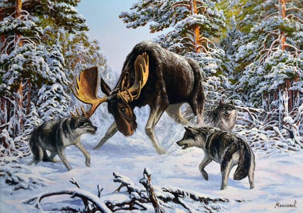 Живопись картины охота Мельников Александр Анатольевич