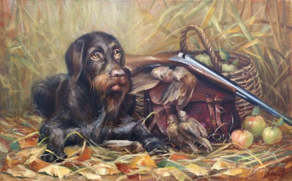 Охота с дратхааром живопись