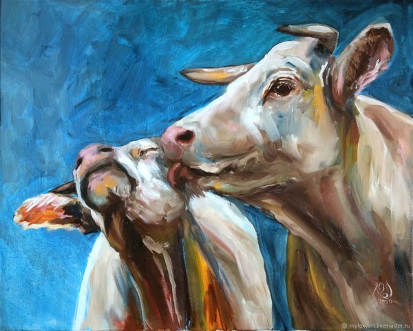 Коровы живопись маслом