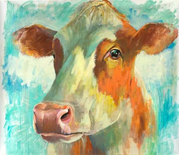 Корова гуашью