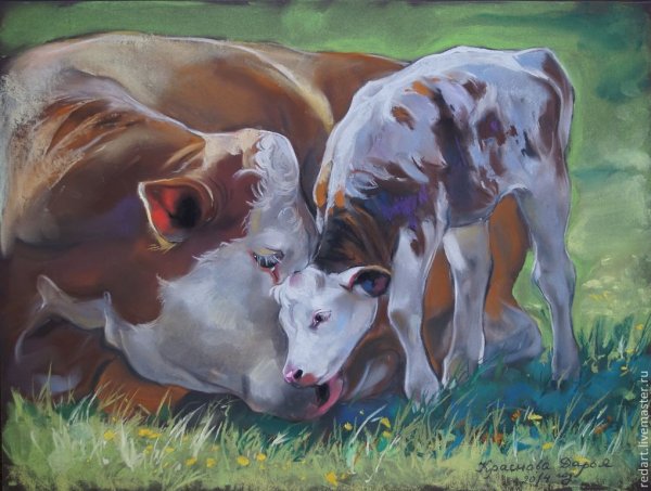 Картина корова с теленком