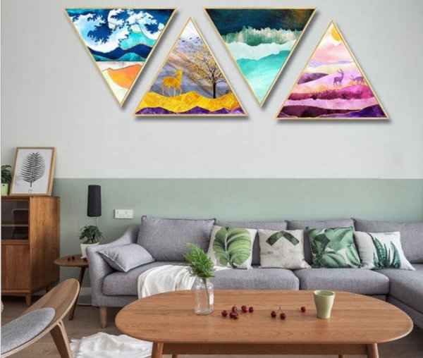 Треугольные картины в интерьере