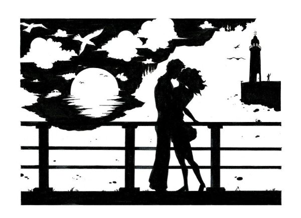 Картины акрилом с силуэтом