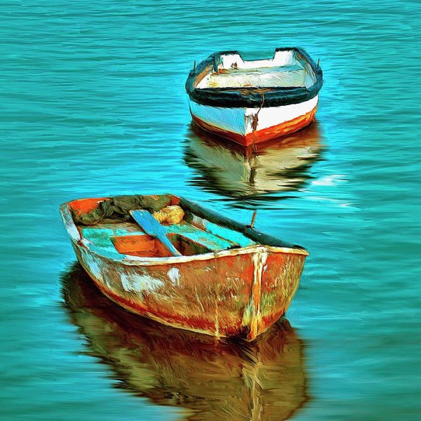 Картина лодка в море