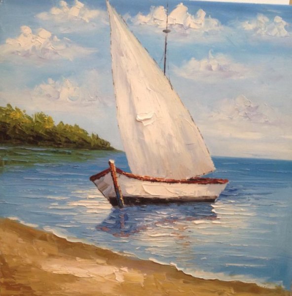 Рыбацкая лодка с парусом