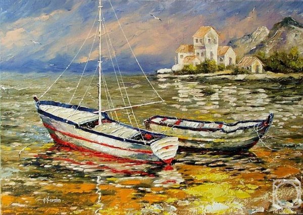 Художник Александр Дмитриевич Ходюков корабль в море