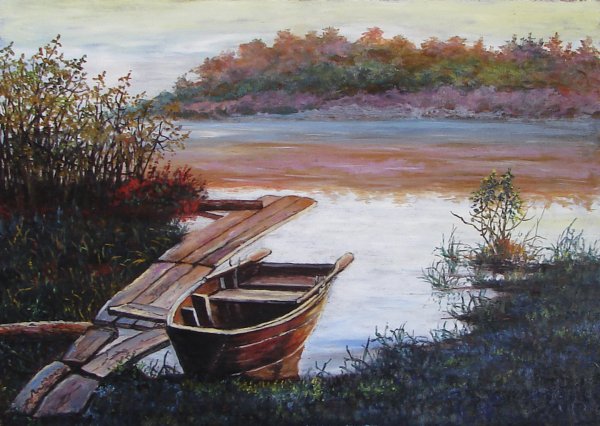 Пейзаж с лодкой