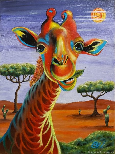 Жираф картина акрилом