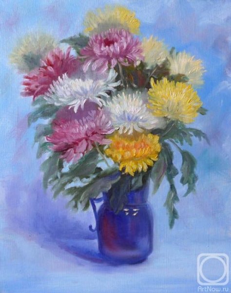 Астры маслом на холсте