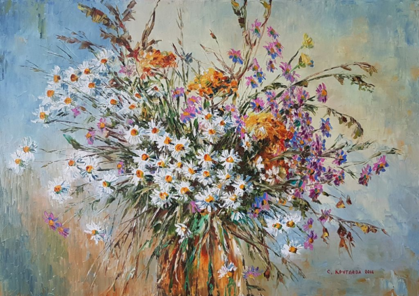 Астры картина на холсте