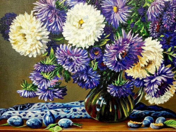 Астры маслом