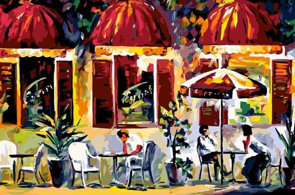 Уличное кафе живопись