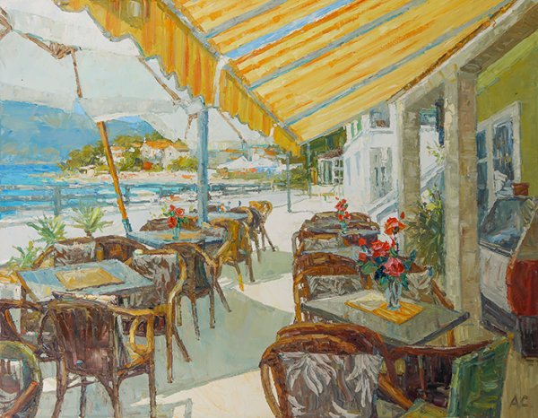 Живопись кафе у моря