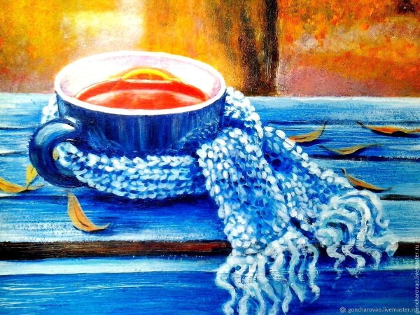 Картина акрилом чашка чая