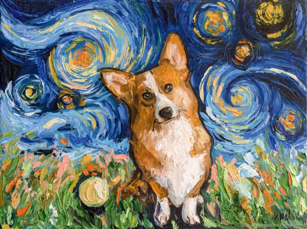 Корги маслом на холсте