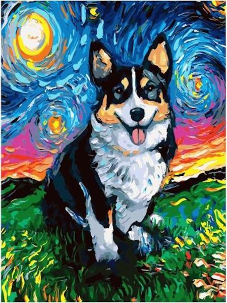 Корги на холсте