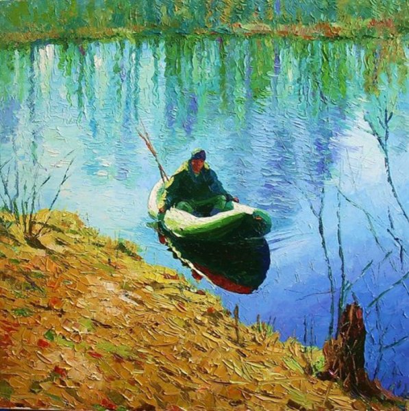 Пейзаж с рыбаком