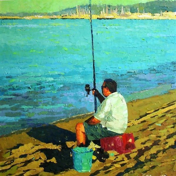 Пейзаж с рыбаком