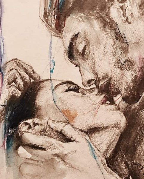 Поцелуй акварель