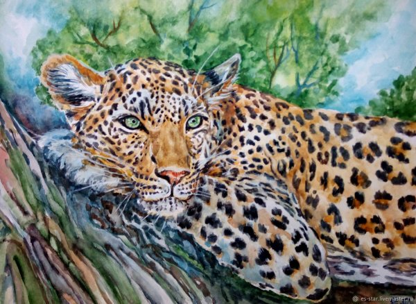 Леопард на холсте