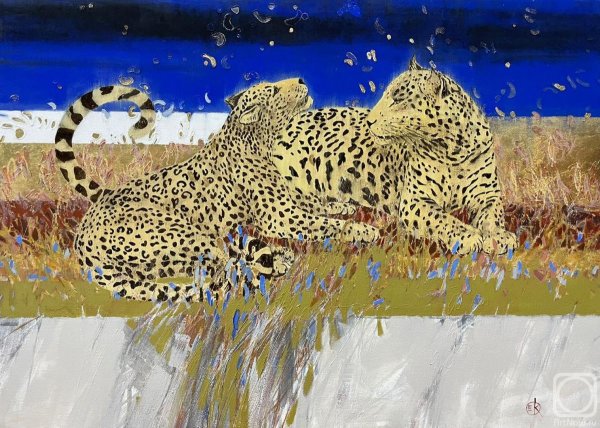 Картина леопард и лошадь