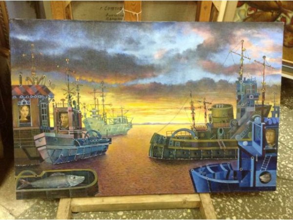 Еврейская Портовая Одесса холст масло