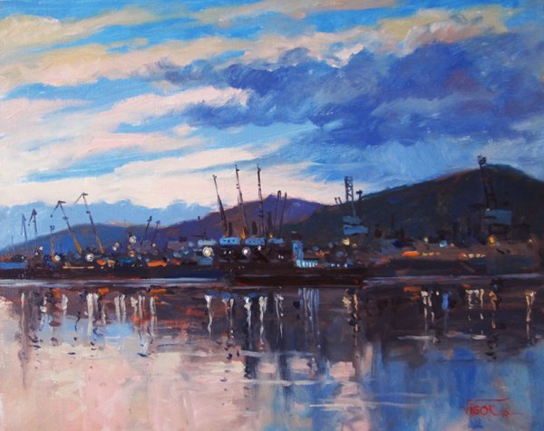 Старый порт маслом фото