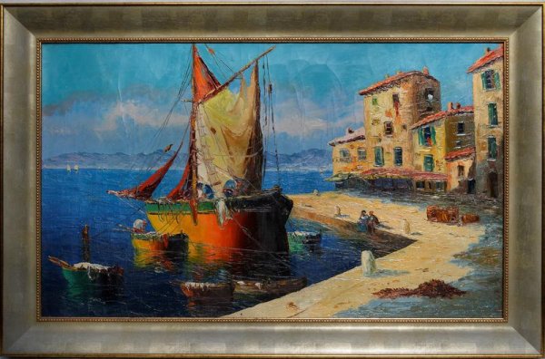Морской порт живопись
