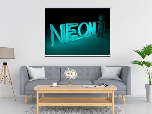 Холст с неоновой надписью
