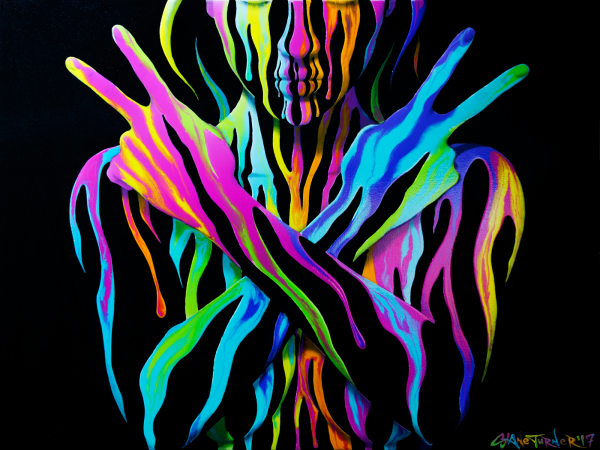 Картина на стене с неоном