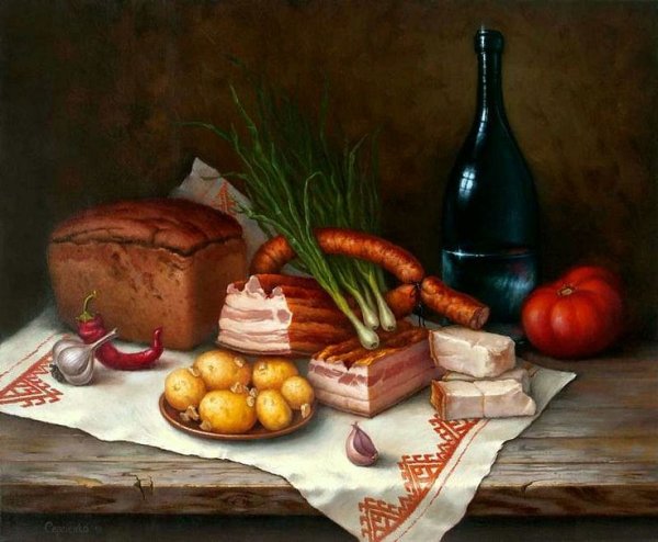 Натюрморт с едой живопись