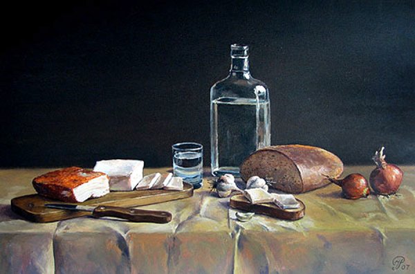Натюрморт с самогоном живопись
