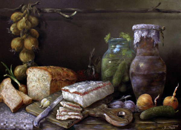 Деревенский натюрморт с салом