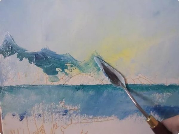 Пейзаж мастихином акрилом